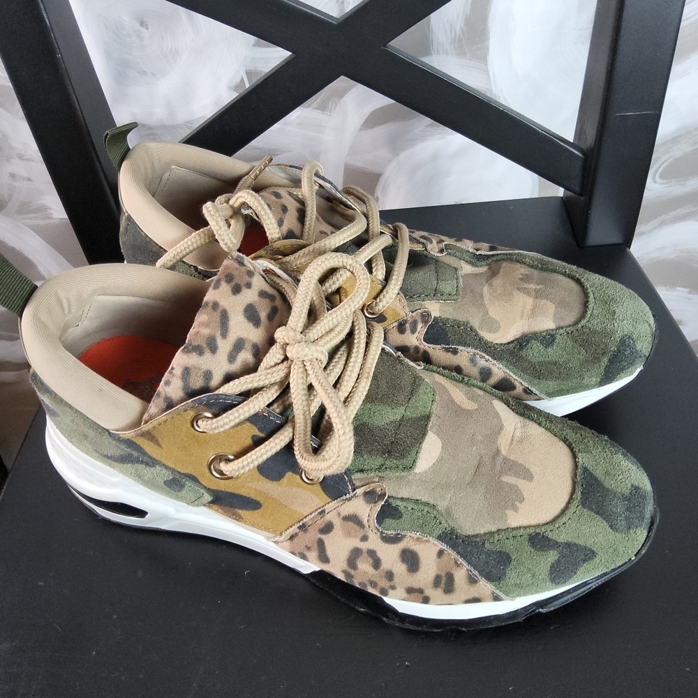 STEVE MADDEN Wmns Sz 9M Green Camo Animal Print Sneaker FashionCore Wedge Shoes - Picture 8 of 11